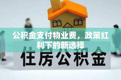 装修公积金支付物业费，政策红利下的新选择